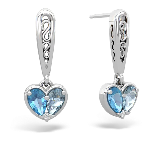 blue topaz-aquamarine filligree earrings