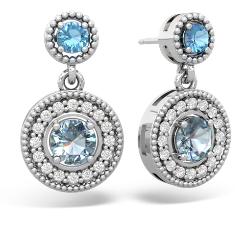 blue topaz-aquamarine halo earrings