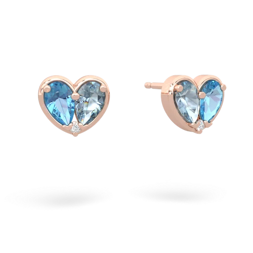 blue topaz-aquamarine one heart earrings