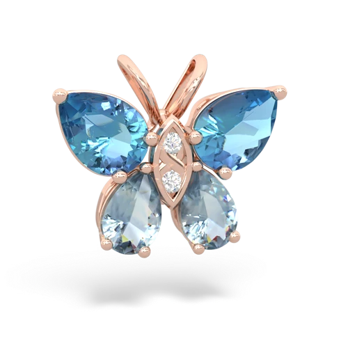 blue topaz-aquamarine butterfly pendant