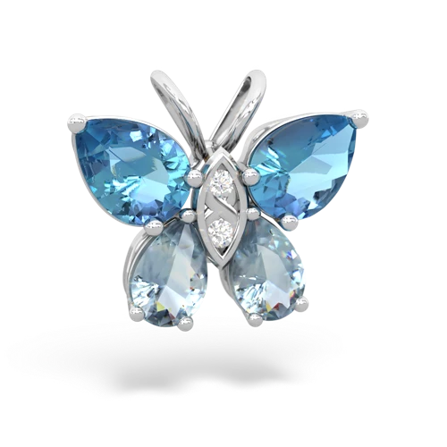 blue topaz-aquamarine butterfly pendant