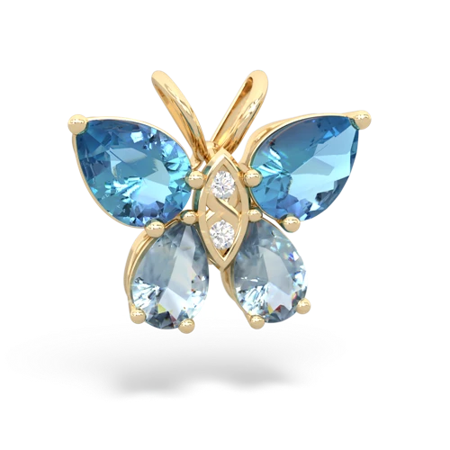 blue topaz-aquamarine butterfly pendant