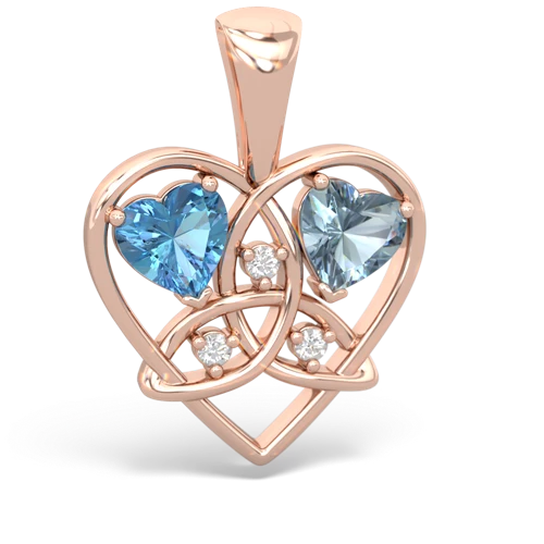 Blue Topaz Genuine Swiss Blue Topaz with Genuine Aquamarine Celtic Trinity Heart pendant Pendant