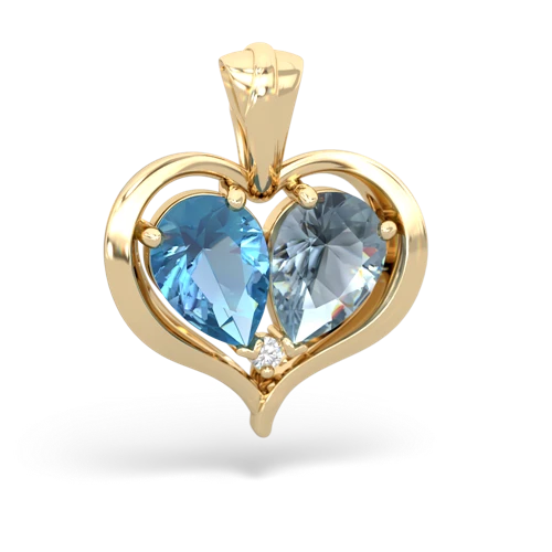 blue topaz-aquamarine half heart whole pendant