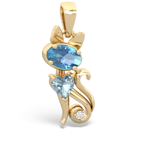 blue topaz-aquamarine kitten pendant