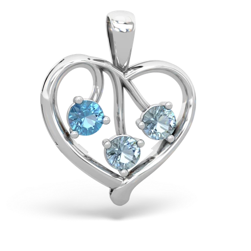 Blue Topaz Genuine Swiss Blue Topaz with Genuine Aquamarine and Genuine Smoky Quartz Glowing Heart pendant Pendant