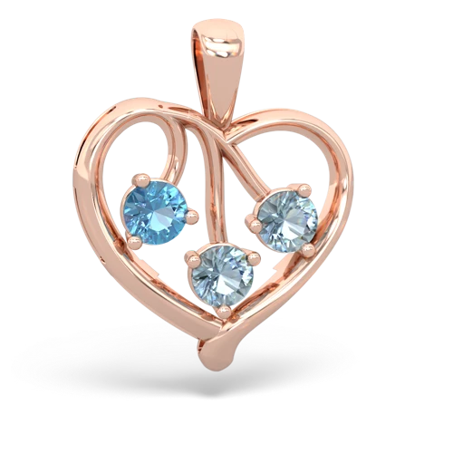 blue topaz-aquamarine love heart pendant