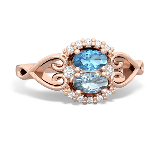 Blue Topaz Genuine Swiss Blue Topaz with Genuine Aquamarine Love Nest ring Ring