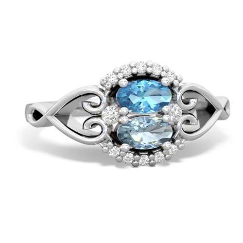 blue topaz-aquamarine antique keepsake ring