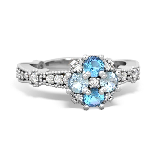 blue topaz-aquamarine art deco engagement ring