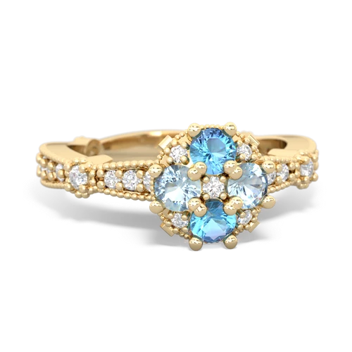 blue topaz-aquamarine art deco engagement ring