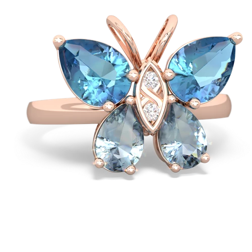 blue topaz-aquamarine butterfly ring