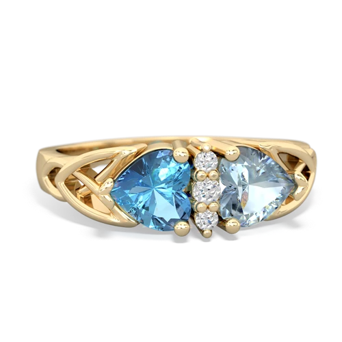 Blue Topaz Genuine Swiss Blue Topaz with Genuine Aquamarine Celtic Trinity Knot ring Ring