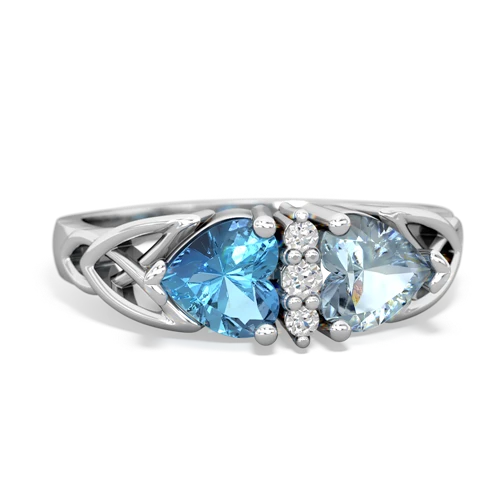 blue topaz-aquamarine celtic ring