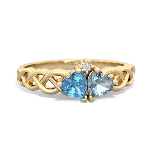 blue topaz-aquamarine celtic braid ring