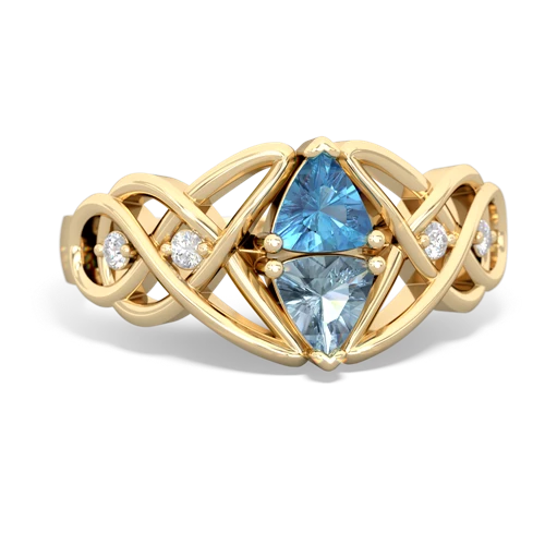 blue topaz-aquamarine celtic knot ring