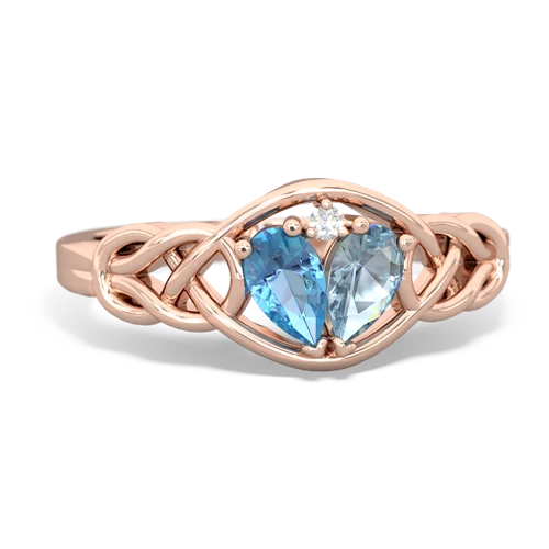 Blue Topaz Genuine Swiss Blue Topaz with Genuine Aquamarine Celtic Love Knot ring Ring