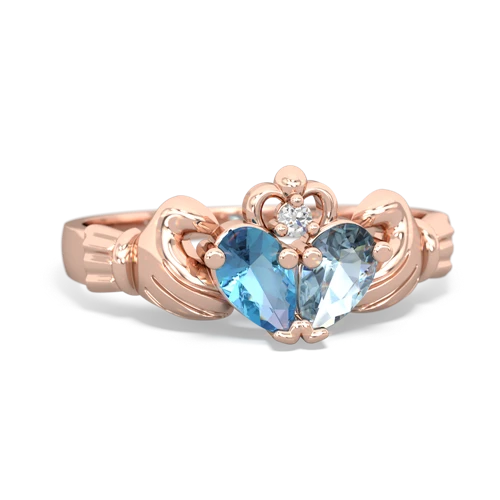 Blue Topaz Genuine Swiss Blue Topaz with Genuine Aquamarine Claddagh ring Ring