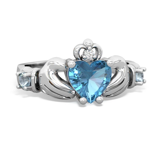 Blue Topaz Genuine Swiss Blue Topaz with Genuine Aquamarine and  Claddagh ring Ring