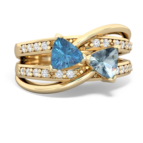 Blue Topaz Genuine Swiss Blue Topaz with Genuine Aquamarine Bowtie ring Ring