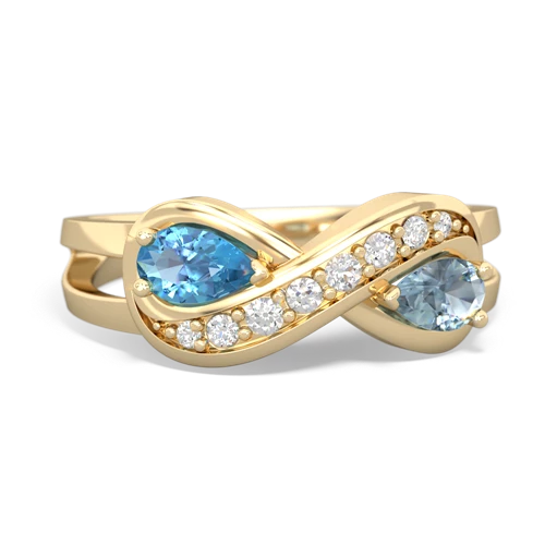 Blue Topaz Genuine Swiss Blue Topaz with Genuine Aquamarine Diamond Infinity ring Ring