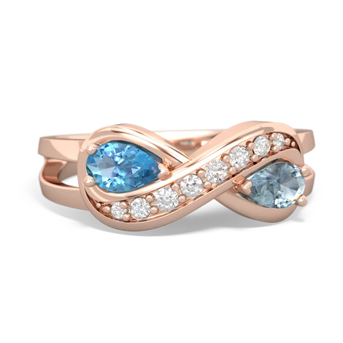 blue topaz-aquamarine diamond infinity ring