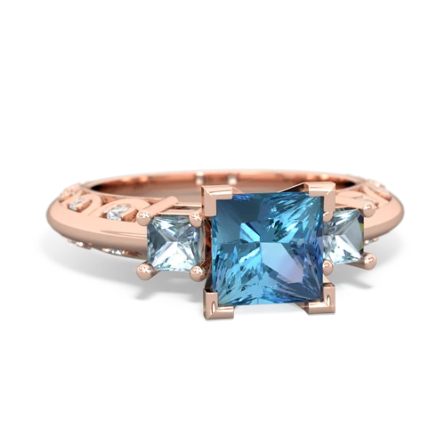 Blue Topaz Genuine Swiss Blue Topaz with Genuine Aquamarine and  Art Deco ring Ring