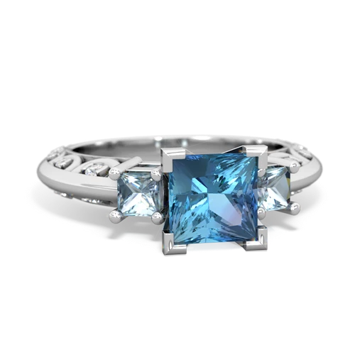 Blue Topaz Genuine Swiss Blue Topaz with Genuine Aquamarine and Genuine Smoky Quartz Art Deco ring Ring