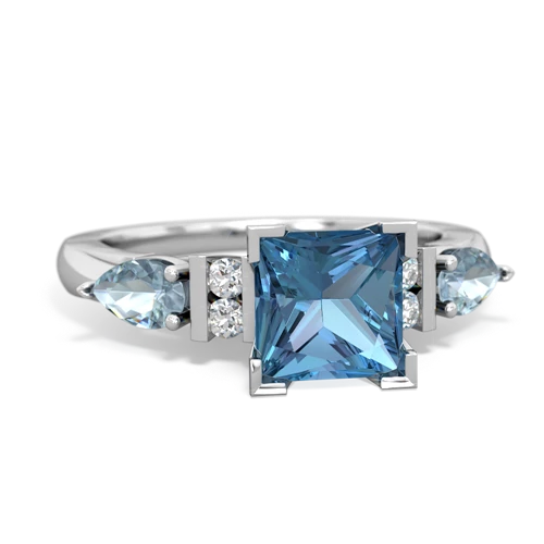 Blue Topaz Genuine Swiss Blue Topaz with Genuine Aquamarine and  Engagement ring Ring