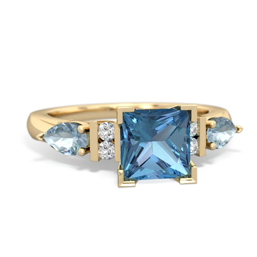 Blue Topaz Genuine Swiss Blue Topaz with Genuine Aquamarine and Genuine Smoky Quartz Engagement ring Ring