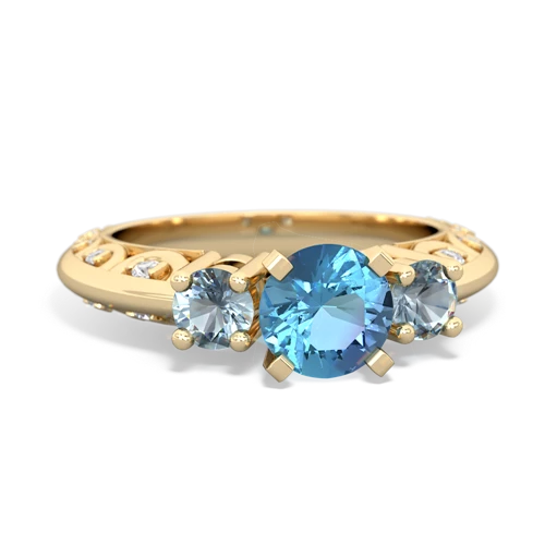 Blue Topaz Genuine Swiss Blue Topaz with Genuine Aquamarine Art Deco ring Ring
