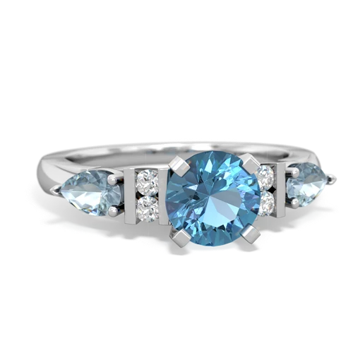 Blue Topaz Genuine Swiss Blue Topaz with Genuine Aquamarine and  Engagement ring Ring