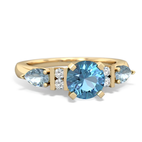 Blue Topaz Genuine Swiss Blue Topaz with Genuine Aquamarine and Genuine Smoky Quartz Engagement ring Ring