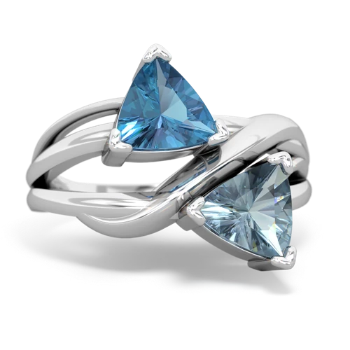 Blue Topaz Genuine Swiss Blue Topaz with Genuine Aquamarine Split Band Swirl ring Ring