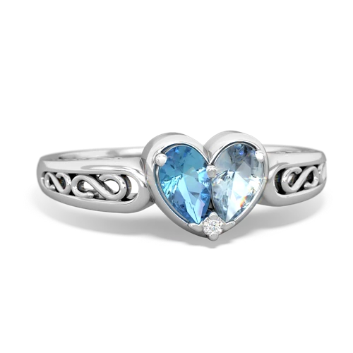 blue topaz-aquamarine filligree ring