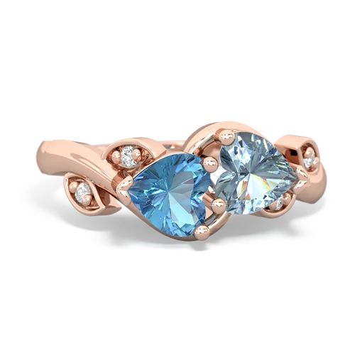 blue topaz-aquamarine floral keepsake ring