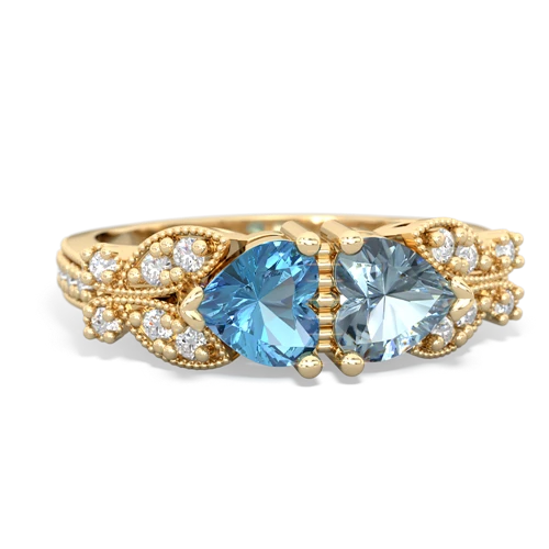 Blue Topaz Genuine Swiss Blue Topaz with Genuine Aquamarine Diamond Butterflies ring Ring