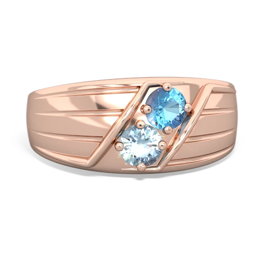 blue topaz-aquamarine mens ring