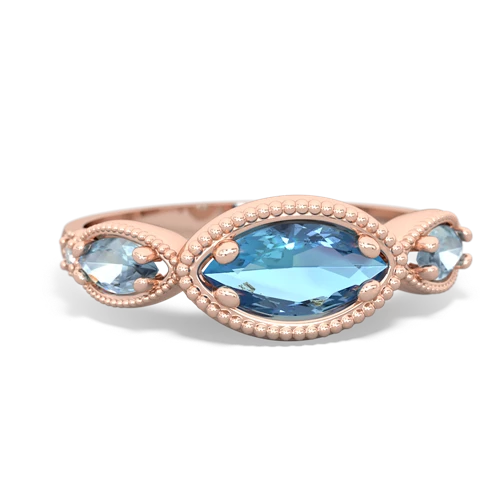 Blue Topaz Genuine Swiss Blue Topaz with Genuine Aquamarine and  Antique Style Keepsake ring Ring