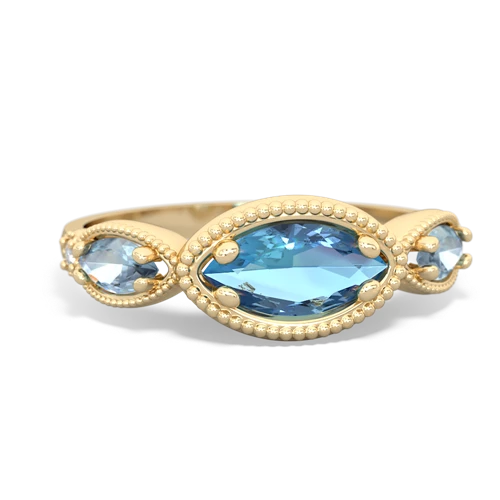 Blue Topaz Genuine Swiss Blue Topaz with Genuine Aquamarine and Genuine Citrine Antique Style Keepsake ring Ring