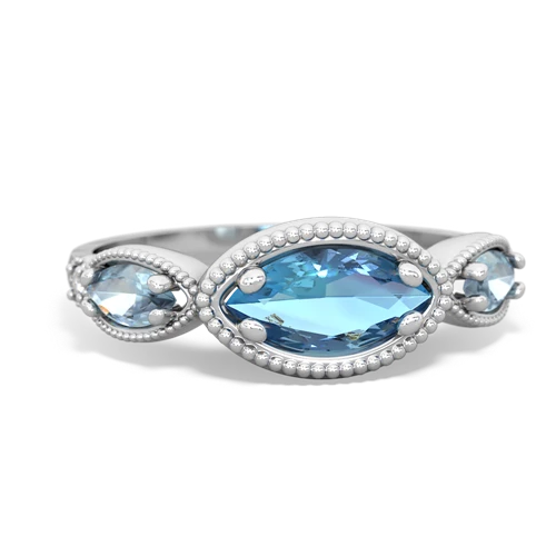 blue topaz-aquamarine milgrain marquise ring