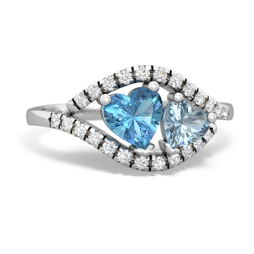 blue topaz-aquamarine mother child ring