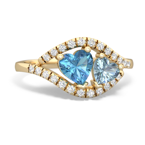 blue topaz-aquamarine mother child ring