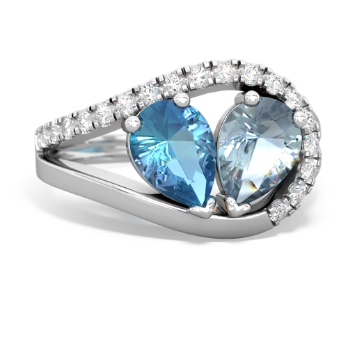 Blue Topaz Genuine Swiss Blue Topaz with Genuine Aquamarine Nestled Heart Keepsake ring Ring