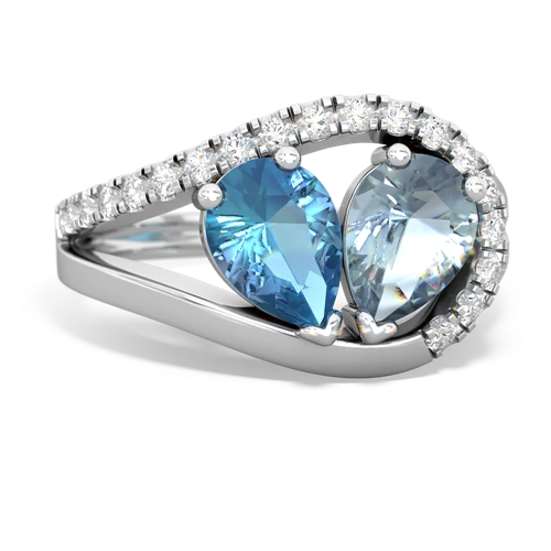 blue topaz-aquamarine pave heart ring