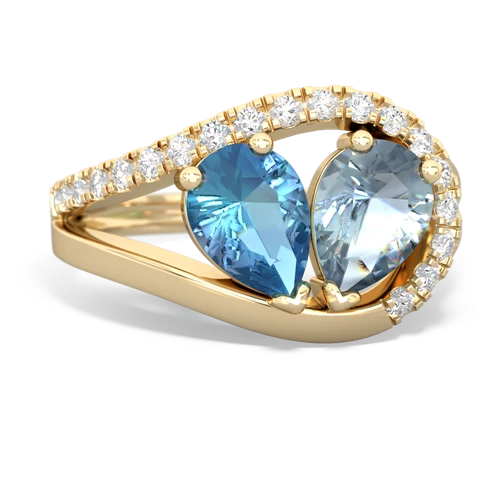 blue topaz-aquamarine pave heart ring