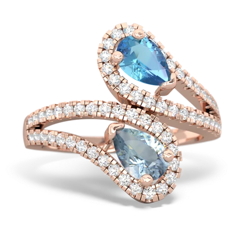 Blue Topaz Genuine Swiss Blue Topaz with Genuine Aquamarine Diamond Dazzler ring Ring