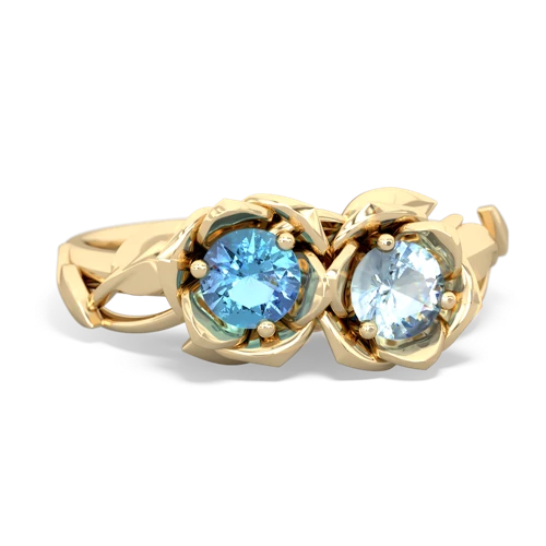 blue topaz-aquamarine roses ring