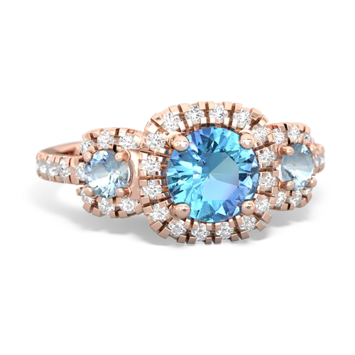 blue topaz-aquamarine three stone regal ring