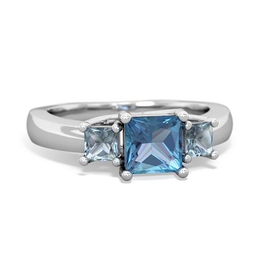 Blue Topaz Genuine Swiss Blue Topaz with Genuine Aquamarine and  Three Stone Trellis ring Ring